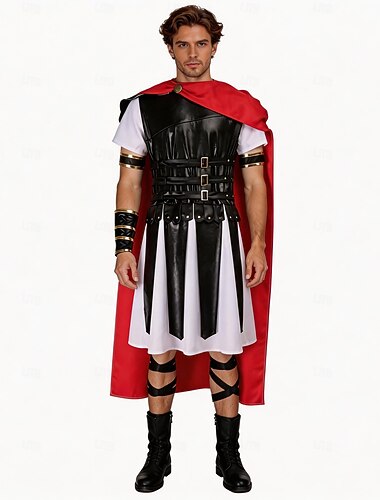  Set Middeleeuws Renaissance Het Oude Rome Mantel Ceintuur Accessoireset met accessoires Lange Mouwen Film- & TV-themakostuums Krijger Gladiator Kostuum Voor heren Fantasie Halloween Carnaval