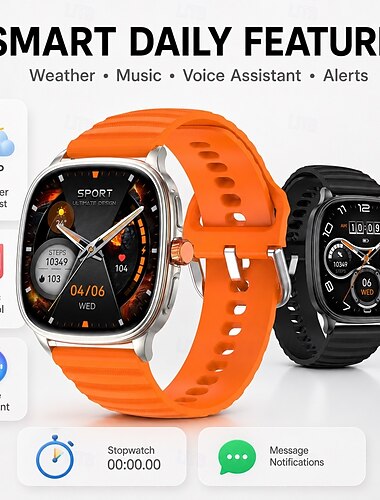  Slim horloge voor mannen en vrouwen met Bluetooth-belfunctie, 1,73 inch AMOLED-display (402x402), IP68 waterdichte fitness tracker, zinkmetalen behuizing met draaibare kroon, smartwatch voor Android