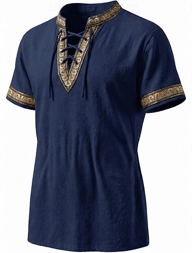  Retro vintage Middeleeuws Renaissance Tuniek Korte mouwen Piraat Viking Ranger Veters Kostuum Dames Keltisch Viking Piraat Halloween Carnaval Renaissance beurs LARP Volwassenen Hemd