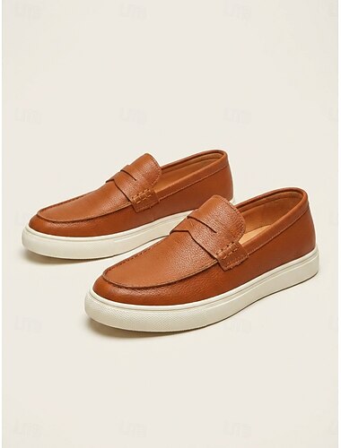  Mocassins marron pour homme, parfaits pour les festivals de musique. Chaussures de marche confortables et décontractées, légères et idéales pour les vacances, les concerts, les événements en plein air et le quotidien.