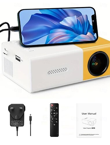  mini projecteur, projecteur de cinéma portable pour le camping en plein air &home cinéma, compatible avec les batteries externes &Projecteur vidéo LED filaire pour la duplication d'écran, cadeau idéal