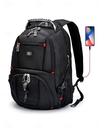  Mochila de viagem masculina, mochila de bordo de grande capacidade para viagens de negócios, escapadelas de fim de semana e viagens ao ar livre, mochila preta para laptop com vários bolsos
