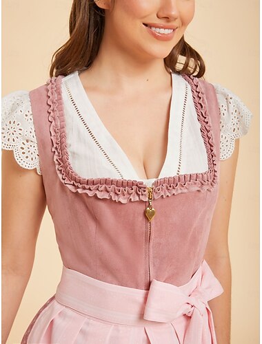  Oktoberfest Camicia Blusa Dirndl 100% cotone Scollatura a V profonda Maniche a volant Cameriera Bavarese Alpino Eredità Prati Per donna Carnevale Feste Festa della birra Panno in stile tradizionale