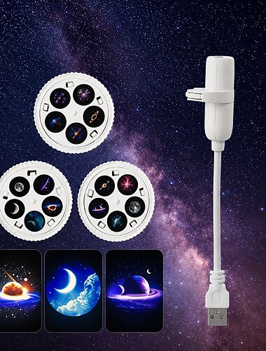  projecteur de galaxie &Veilleuse, projecteur de ciel étoilé alimenté par USB, 15 motifs, veilleuse LED portable pour chambre, voiture, décoration intérieure, projection lumineuse féérique au plafond