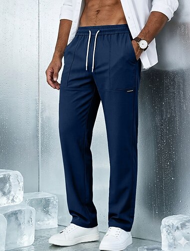  Per uomo Pantaloni Pantaloni casual Pantaloni ad asciugatura rapida Coulisse Elastico in vita Tinta unica Leggero Traspirante Lunghezza intera Casuale Quotidiano All'aperto Moda Stile Classico Nero