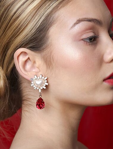  Ohrringe Tropfenschliff Tropfen Herzförmig Ohrringe Schmuck Rot Für Party