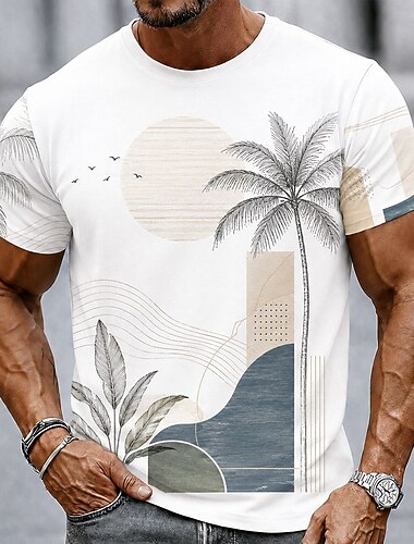  Homme Tropical Cocotier T-shirt Manche Courte T-shirt Impression 3D Col ras du cou Chemise Hawaïen Occasionnel Quotidien Vacances Blanche Blanc 1 Blanc 2 Été Printemps Vêtement Tenue S M L XL XXL XXXL