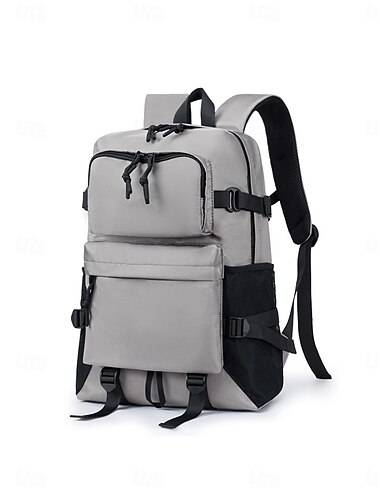  Großer, grauer College-Rucksack für Studenten – Uni-Rucksack mit vielen Fächern, passend für Laptops bis 15,6 Zoll – wasserabweisender, trendiger Rucksack