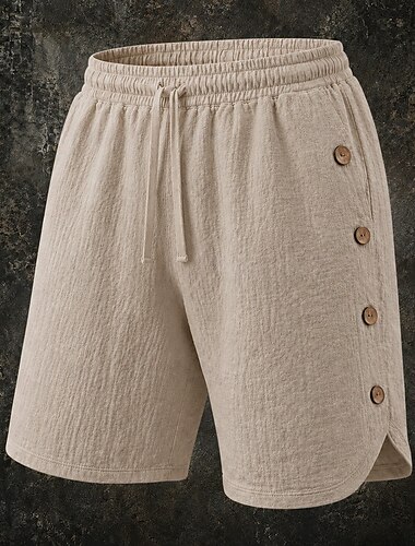  Per uomo Shorts Shorts di Lino Pantaloncini Estivi Pantaloncini casual Tasca Elastico in vita Bottone laterale Tinta unita Comodità Traspirante Lunghezza al ginocchio Casuale Quotidiano All'aperto