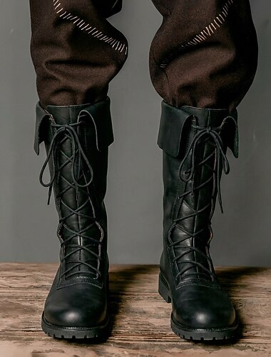  Medievale Rinascimento Scarpe Stivali al ginocchio Stivali jazz piatti Costume Per uomo Celtico Costumi da pirata Halloween Mascherata Performance LARP Fiera Rinascimentale Adulti Scarpe