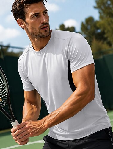  Miesten Tilkkutäkki Urheilupaita Poolopaita Tennispaita Lyhythihainen Urheilullinen Kevyt Hikeä siirtävä Kosteuden siirtävä Hengittävä Tennis Golf Juoksu Tiukka pyöreä kaula-aukko Topit Valkoinen