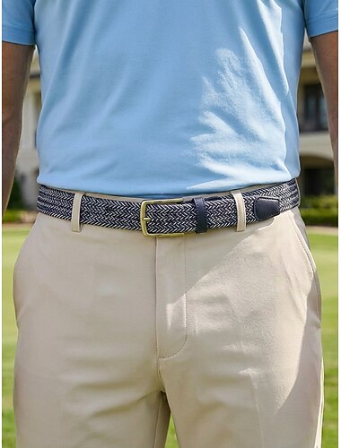 cintura elastica intrecciata da uomo, cintura da golf in poliestere intrecciato, grande &Cintura alta e casual con vestibilità flessibile, ideale per l'estate, per viaggi e occasioni formali,