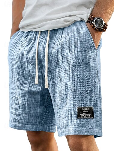  Homme Shorts Shorts d'été Shorts de plage Short décontracté Cordon de serrage Taille Élastique Couleur Unie Confort Respirant Longueur Genou Occasionnel Quotidien Extérieur Vacances Mode Kaki Noir
