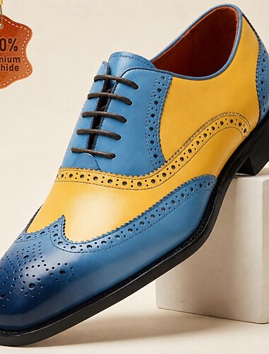  Hochwertige Herren-Oxfordschuhe aus Vollnarbenleder mit Flügelkappe – luxuriöse Brogue-Schuhe, elegante formelle Schuhe für Hochzeiten, Bankette und besondere Anlässe