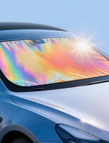  Laser solskydd för vindruta | Reflekterande solskydd ger ultimat skydd för bilens interiör | Svalt reflekterande solskydd passar sedan/SUV, MPV. (57x29,5 tum), sommarvibbar Summerwins
