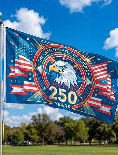  Flagge zum 250. Jahrestag der USA (90 x 150 cm), Gedenkflagge zum 250. Jahrestag der USA, patriotisches Banner zum Geburtstag der USA, Flagge zum 250. Jahrestag der Freiheit der USA für patriotische