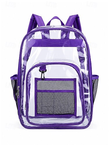  Zaino trasparente resistente per ragazze - borsa scolastica trasparente approvata per lo stadio, ideale per studenti, lavoro e viaggi - borsa in PVC resistente