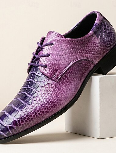  Scarpe eleganti Oxford da uomo viola esotiche – calzature stringate di lusso, scarpe formali alla moda per matrimoni, balli di fine anno, feste ed eventi speciali