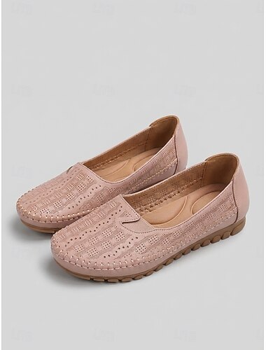  Rosa pustende perforerte slip-on mokassinsko til dame – komfortable tursko med myk, polstret innersåle &sklisikker såle for reiser, shopping, uformell forretningsdrift, daglige gåturer og hverdagsbruk