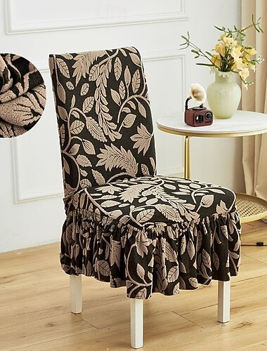  1 stk. jacquard elastisk skjørtstoltrekk - tykk volangkantdesign, maskinvaskbar, egnet for restaurant, kjøkken, hotellbryllupsdekorasjon, moderne møbeltilbehør, myk stofftekstur
