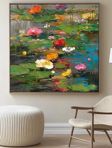 abstrakti impressionistinen lumpeen öljymaalaus seinälle suuren mittakaavan lumpeen kuvioitu käsinmaalattu taide koti makuuhuone galleria sisustus