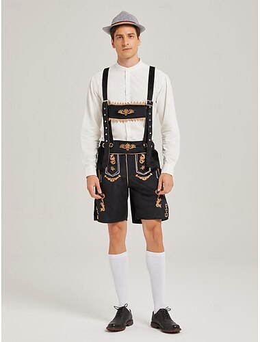 Oktoberfest Completo Lederhosen Camicia Cappello tirolese Sopra il ginocchio Ricamo Collo alla coreana Bavarese Alpino Eredità Prati Per uomo Carnevale Festa della birra Panno in stile tradizionale
