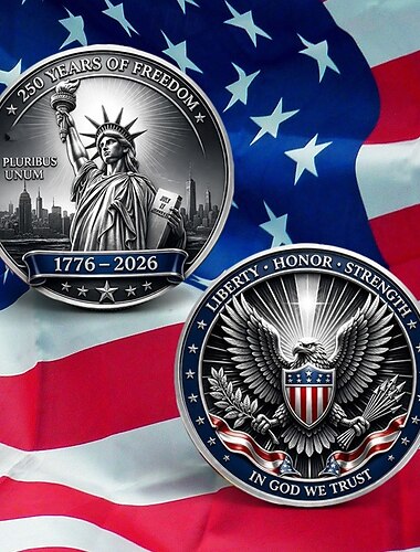  Amerikansk minnemynt til 250-årsjubileum, Liberty Freedom Challenge-mynt 1776–2026, patriotisk samlemynt til Frihetsgudinnen, suvenirgave til ørnminne