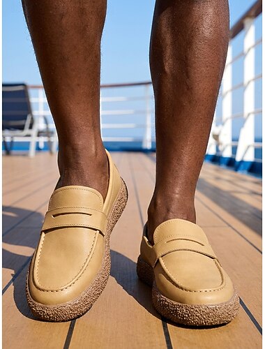  mocassini da uomo beige – scarpe da resort leggere e traspiranti, ideali per crociere, vacanze al mare, viaggi e tempo libero estivo.