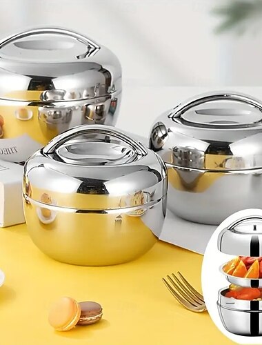  Portapranzo termico a doppio strato in acciaio inox, contenitore per alimenti bento box a prova di perdite per adulti e bambini, contenitore termico riutilizzabile per il pranzo per impiegati,