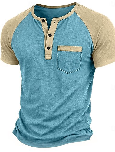  Pánské Tričko Tričko Henley Trička Tričko s krátkým rukávem Tričko Top Krátký rukáv Barevné bloky Módní Designové Základní Slátanina Barevné bloky Henley Ležérní Dovolená ulice Jaro léto Léto Jaro