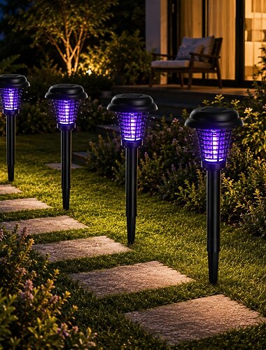  Lampada antizanzare solare per esterni, impermeabile, repellente per zanzare, ad energia solare, per uccidere falene, moscerini e piccoli insetti volanti in giardino.