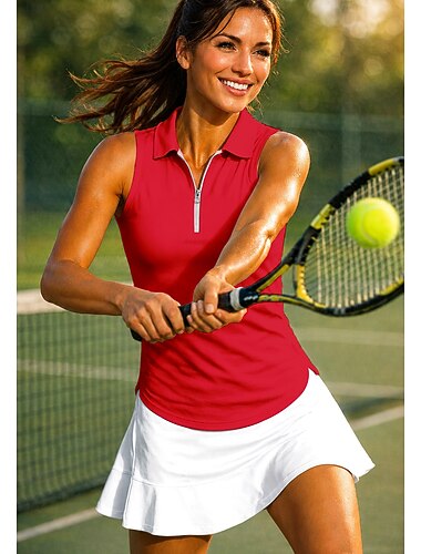  Damen Oberteile Sporthemd Golf-Poloshirt Tennis Shirt Ärmellos Reißverschluss Blumen UPF50+ UV-beständig Atmungsaktivität Hohe Elastizität Feuchtigkeitsableitend Volleyball Tennis Golfspiel