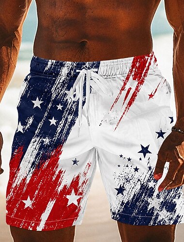  Shorts de bain pour hommes avec le drapeau américain 250e anniversaire maillots de bain shorts de plage taille mi-haute patriote extérieur quotidien festival poches latérales doublure en mesh taille