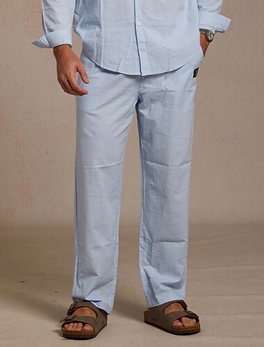  Pantalon droit en lin pour homme - pantalon d'été décontracté