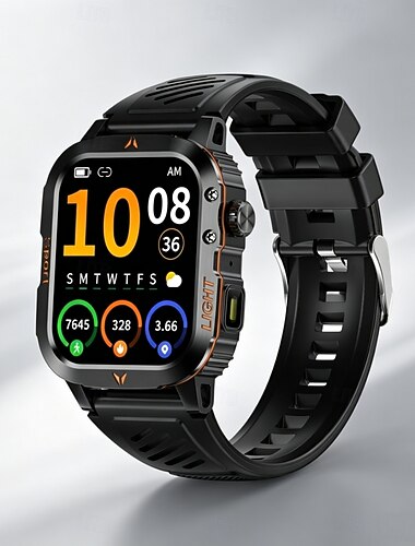  Reloj inteligente militar resistente para hombre con llamadas Bluetooth, batería de larga duración de 1000 mAh, linterna LED, más de 100 modos deportivos, monitor de actividad física, reloj