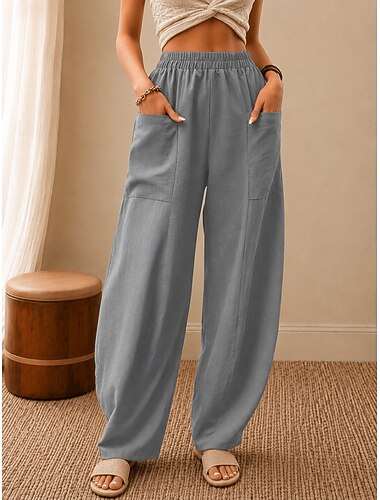  Dames Brutaal Vrijetijdsbroek Vakantie Vintage Streetwear Volledige lengte Hoge taille Grijs Zwart Donker Marine Militair Groen Lente Herfst