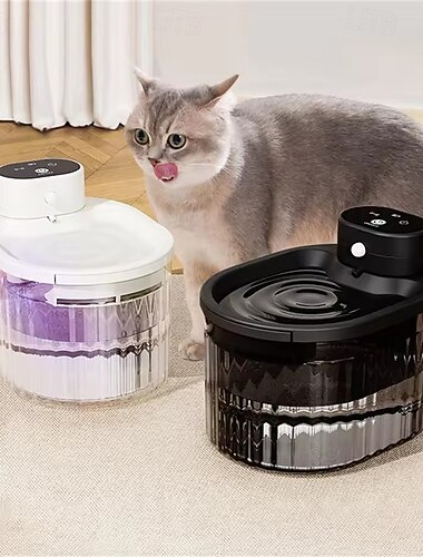  Fuente de agua para gatos con filtro de recirculación automática, gran capacidad de filtración, bebedero para gatos silencioso, dispensador de agua para gatos
