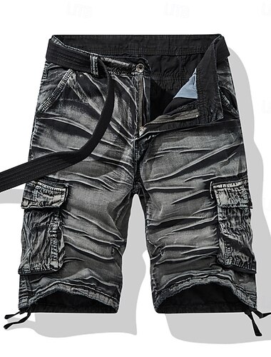  Homme taille confortable Pantalon cargo Shorts cargo Shorts Short décontracté Multi-poches Poche à Rabat Camouflage Longueur Genou Extérieur Vêtements de rue Tenue quotidienne Mode Streetwear Noir