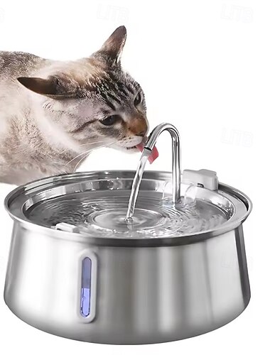  Fuente de agua automática para gatos y perros, bebedero de 4 litros con filtro, dispensador de agua de acero inoxidable con filtro, fuente de agua para mascotas.