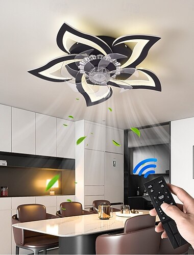  Ventilatore da soffitto a forma di fiore da 25,5" con luci LED e telecomando, montaggio a filo soffitto per interni, camera da letto, soggiorno, profilo basso