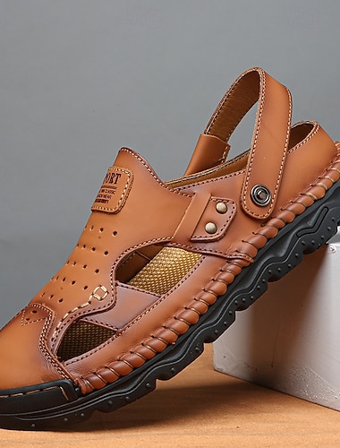  Sandali da pescatore da uomo a punta chiusa, scarpe da passeggio da esterno con cinturino regolabile, scarpe estive antiscivolo per spiaggia, escursionismo e viaggi