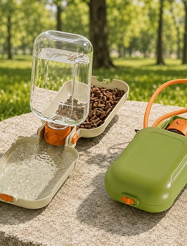  Borraccia portatile per cani, dispenser d'acqua a prova di perdite per cuccioli con ciotola, borraccia da viaggio per animali domestici in plastica per alimenti, ideale per cani e cuccioli durante