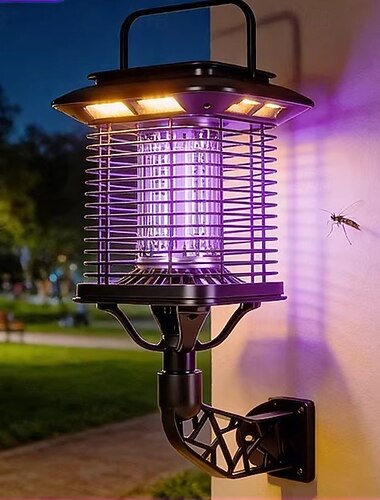  Zanzara elettrica solare per esterni, zanzara elettrica solare, batteria ricaricabile, zanzara elettrica impermeabile per patio, cortile, giardino, campeggio