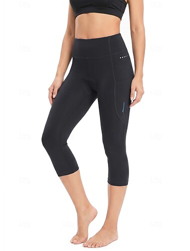  Arsuxeo Dam Ensfärgat Cykelvägshorts 3/4 cykeltights Cykelbyxor Cykel Shorts 3/4 Strumpbyxor Formpassad sporter Väl ventilerad Snabb tork Reflexremsa Minskar skavsår Svart Mörkblå Kläder Cykelkläder