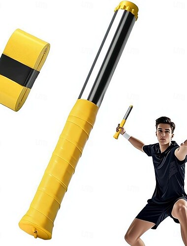  Entraîneur de swing de badminton à intensité réglable, 30 cm (11,8 pouces), avec retour sonore pour un entraînement précis et puissant, et poignée antidérapante en acier inoxydable pour une pratique