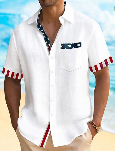  4 luglio 2026 250° Per uomo Bandiera Americana Camicia Camicia Estiva Camicia con Bottoni Manica Corta Patriotico Quotidiano All'aperto Ferie Estate Primavera Collo ripiegato Stampa 3D Una tasca