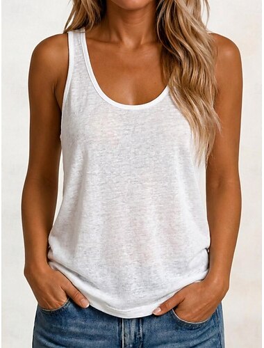  Per donna Canotte con retro a vogatore Semplice Elegante Casual Senza Maniche Spalline Top Regolari Casuale Quotidiano Sportivo Bianco Nero Rosa Marrone Grigio Estate Primavera