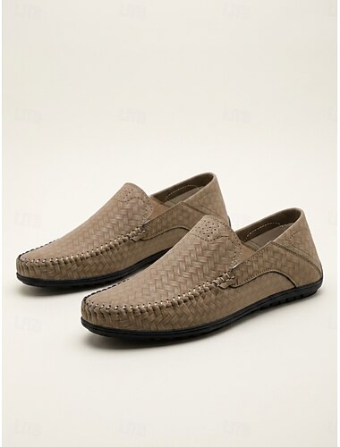  Mocasines tejidos para hombre, ideales para islas y cruceros, zapatos casuales sin cordones para vacaciones, zapatos transpirables para caminar en verano, en la cubierta, en el complejo turístico o en la playa.