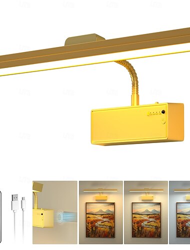  Wiederaufladbare, magnetische LED-Wandleuchte mit USB-Anschluss für Kunst, Malerei, Schlafzimmer, Galerie – mit Touch-Steuerung, Timer, Fernbedienung und einstellbarer Helligkeit &3 Farbmodi –
