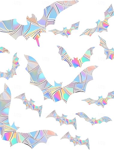  45 stuks Halloween vleermuis decoratie stickers ter bescherming tegen vogelaanvaringen - anti-botsings raamstickers om vogels te beschermen tegen aanvaringen, niet-klevende herbruikbare vinyl